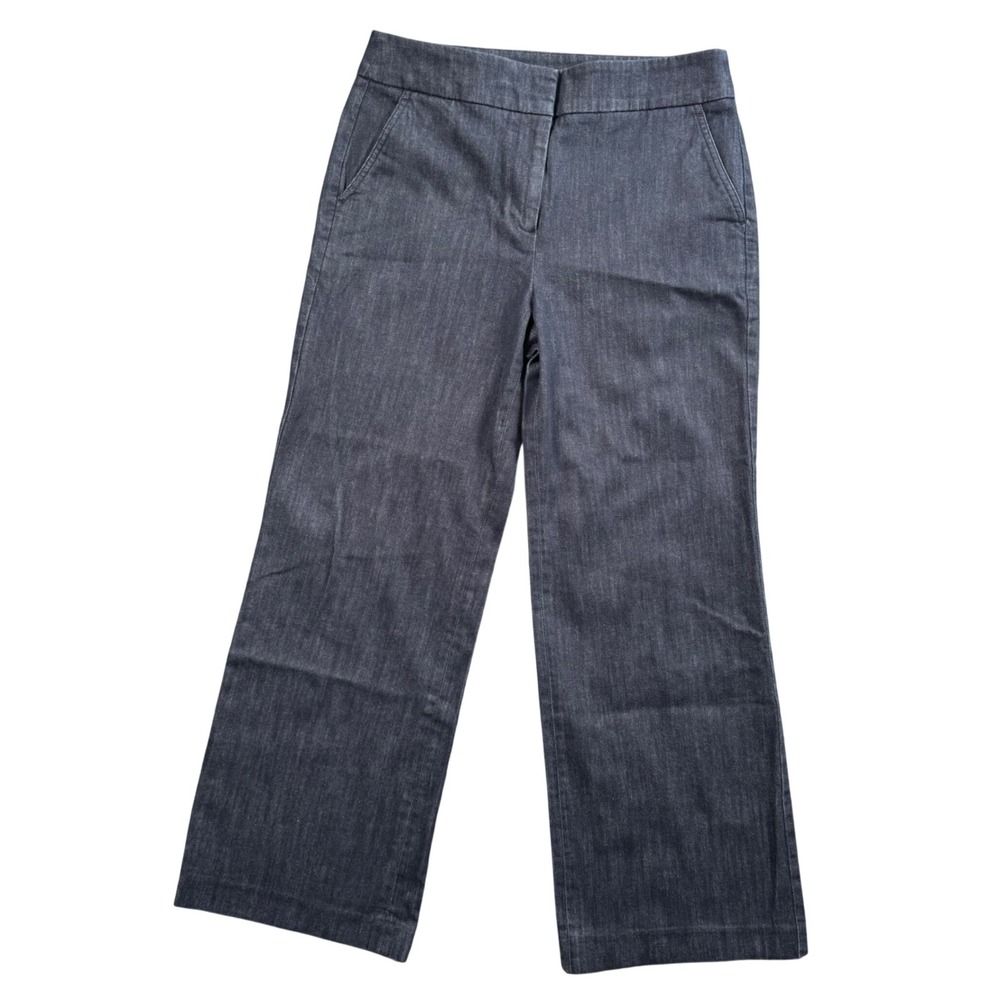 Talbots‎ Wide Leg Pants Womens 6P Dark Wash Denim Trouser Minimalist